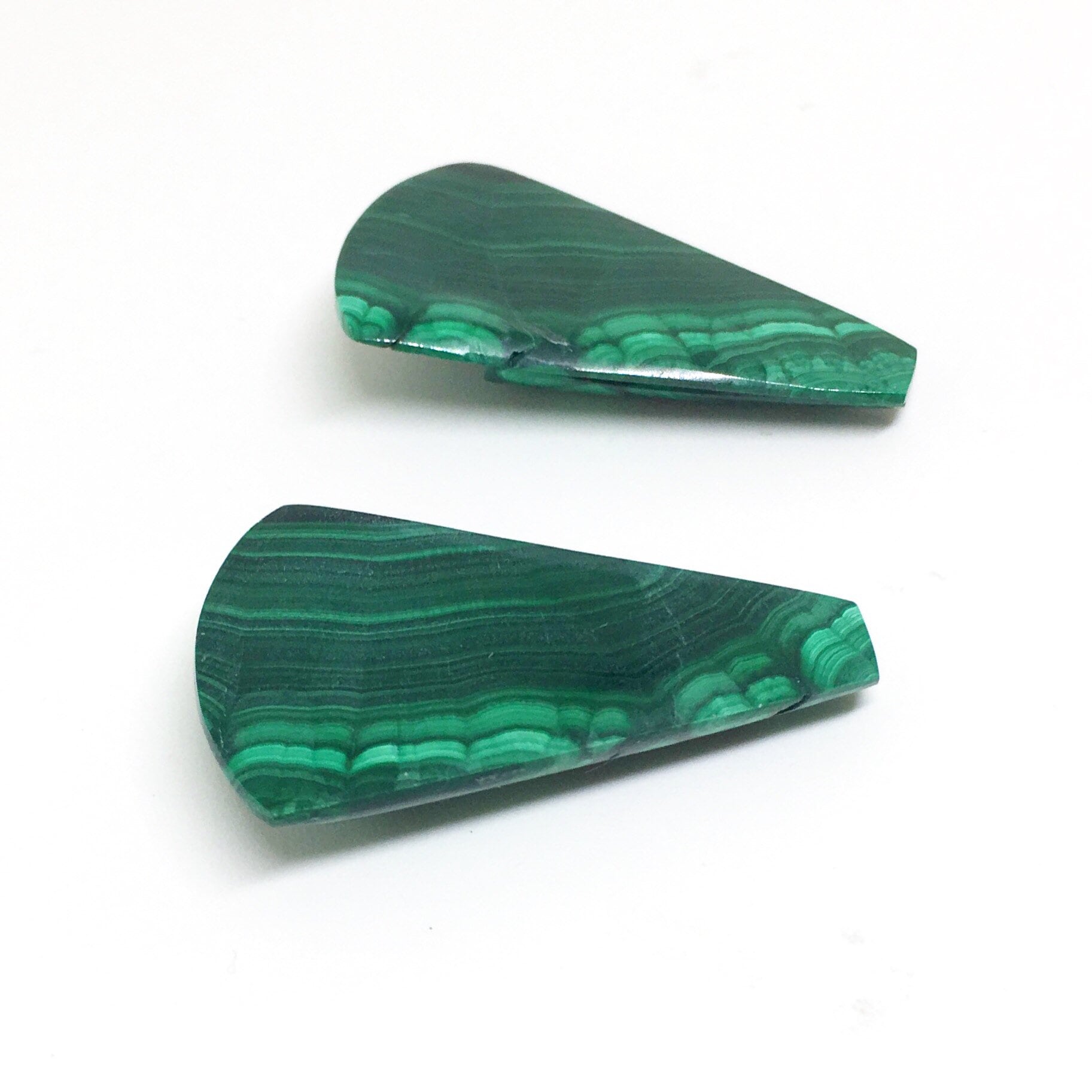 Paire De Cabochons Malachite Naturelle - Goutte - Cristallothérapie - Pierres Fines