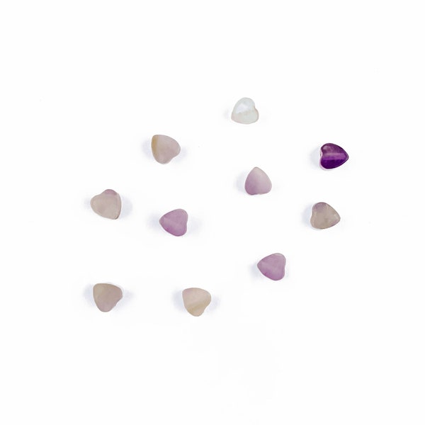 Tiny Amethyst Heart Beads, 4mm, Center Drilled, 10 Pieces, Small Cape Amethyst Heart Beads, Purple Hearts, Cape Amethyst Beads