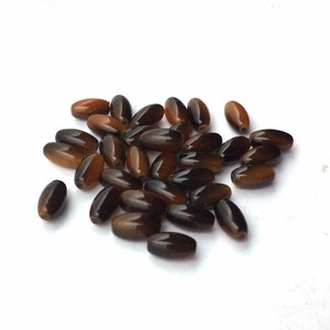 Black Golden Coral Beads, 7x4mm, Oval Beads, Vintage Coral Beads, Full Drilled, 20 Pieces