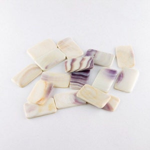 18x12mm Hand Cut  Rectangle Wampum Shell Cabochon