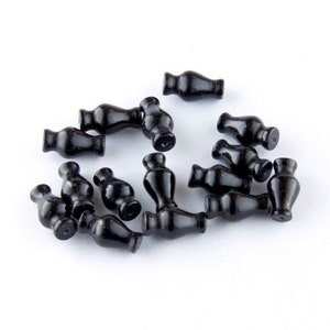 Black Onyx Lantern Beads, B11x6mm, Full Drilled, 4 Pieces