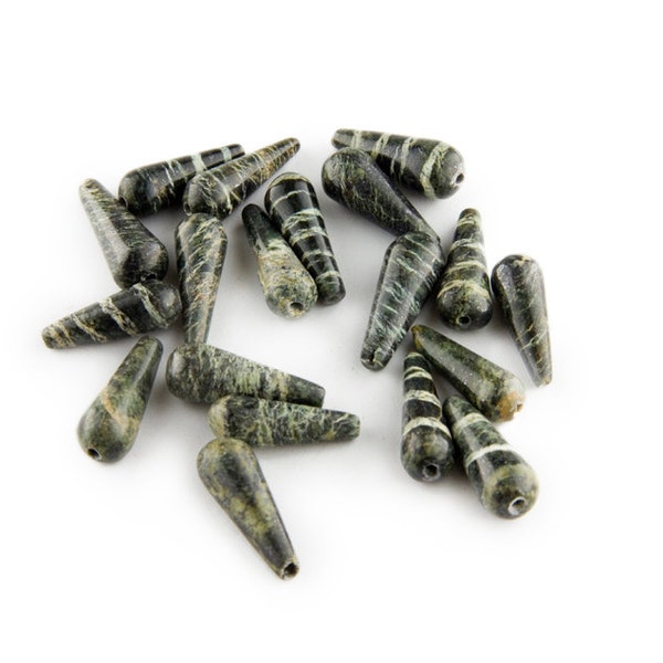 Zebra Jasper Teardrop Beads, Chrysolite Smooth Briolettes, Zebra Jasper Beads, Stone Drop Beads, Smooth Drop, 16mm, Full Drilled, 4 Piece