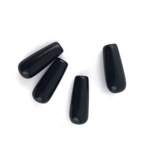 Black Onyx Teardrop Beads, Black Onyx Smooth Briolettes, Black Onyx Drop Beads, Natural Black Bead, 15mm, Teardrop, Half Drilled, 4 Pieces