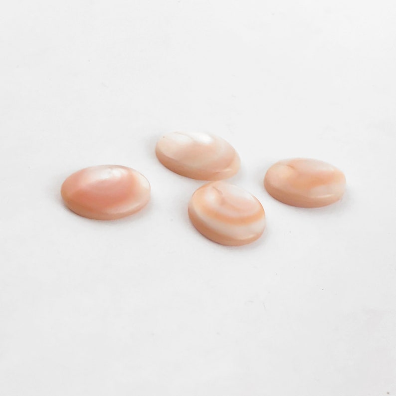 Cabochon vintage di conchiglie di cozze rosa del fiume Tennessee: 12 x 10 mm di pietre preziose ovali vintage, coppia abbinata immagine 3
