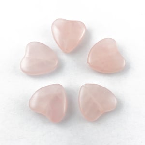 Rose Quartz Heart 12mm Beads, Full Drilled, 2 Pieces, Pink Rose Quartz Heart Beads, Pink Heart Beads, Gemstone Heart Beads, 12mm Heart Beads