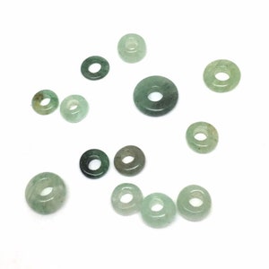 7-10mm Antique Nephrite Jade Carved Rondelle Beads, Natural Green Jade Beads, Full Drilled