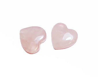Rose Quartz Heart Beads 10mm - Side Drilled, Gemstone Pink Hearts, Set of 2