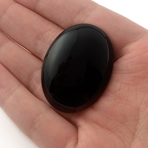 Black Onyx Large 40mm Oval Cabochon, Large Domed Black Oval Cabochon, 30 x 40mm, Polished Black Onyx Cabochon, 40x30mm Oval, 1 Piece