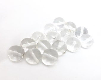 Contas de cristal de rocha natural, lisas, redondas e transparentes, de 8 mm, para mala de quartzo, contas esféricas de quartzo de cristal de rocha, pacote com 12 peças.