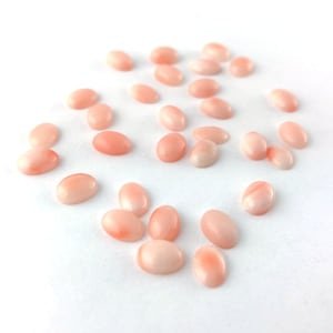 Small Vintage Natural Angel Skin Coral Cabochon, 7x5, Pink Momo Coral, Natural Coral Oval Cabochon, Fine Coral, 2 pieces