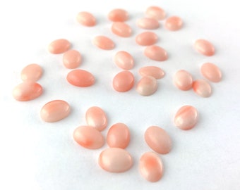 Small Vintage Natural Angel Skin Coral Cabochon, 7x5, Pink Momo Coral, Natural Coral Oval Cabochon, Fine Coral, 2 pieces