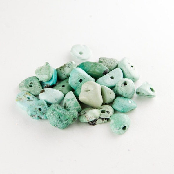 Natural Turquoise 11mm Pebble Nugget Beads, Full Drilled, 10 Pieces