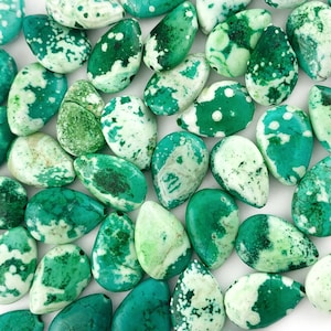 Turquoise Howlite Teardrop Beads, Large Blue Green Howlite Teardrop Beads (18x12mm), Full Drilled, 4 Pieces