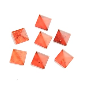 Cognac Baltic Amber 12mm Cabochons, 12mm Amber Faceted Cabochons, Pyramid Cabochon, Genuine Baltic Amber, Amber Square Cabochons, 2 Pieces