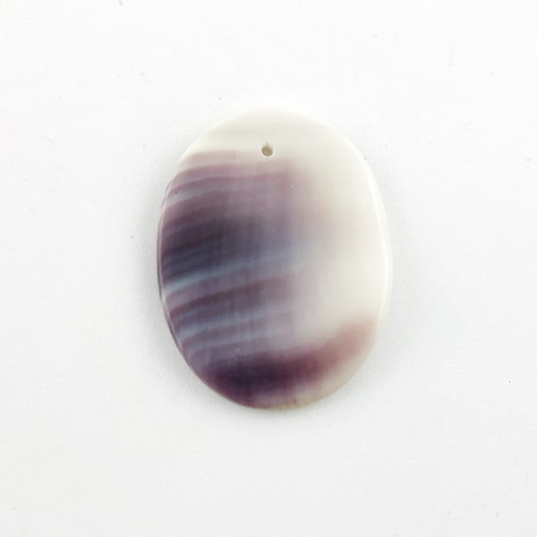 Large Purple Wampum Oval Hand Cut Shell Pendants 34x24mm, 1 Piece