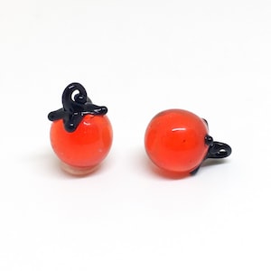 Vintage Tomato Glass Beads 10mm, 2 Pieces