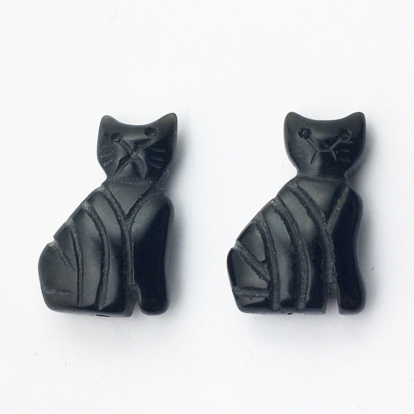 Vintage Black Cat Beads 23mm 2 Pieces Etsy