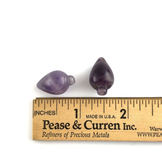 天然アメジストペンデュラム、22mm、サイドドリル、シェブロン