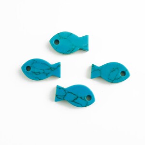 Turquoise Fish Bead, Turquoise Howlite 20x10mm, Front Drilled Eye, Fetish Beads, Blue Magnesite, Blue Turquoise Gemstone Fish Bead, 2 Pieces
