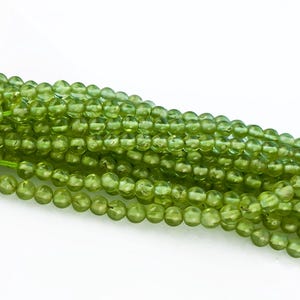 Small Peridot Round Bead Strand, 2.5 mm, 15.5&quot; inch Strand, Natural Peridot Beads, Round Smooth Bead Strand, Green Gemstone, Genuine Peridot