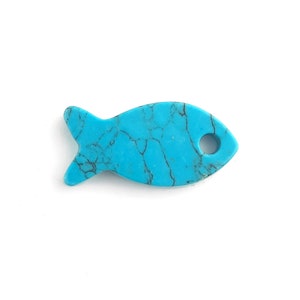 Magnesite Turquoise Large Fish Bead, 38mm, Front Drilled Eye, Fetish Beads, Blue Magnesite, Blue Turquoise Gemstone Fish Bead, 1 Piece