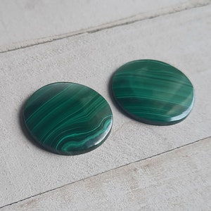 Natural Malachite 25mm Round Cabochons, Single or Matched Pair, Large Malachite Cabochon, Round Malachite, Genuine Malachite, SBBT Cabochon