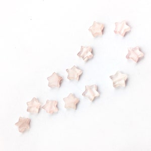 Rose Quartz Star Beads 6mm, Pink Rose Quartz Stars, Little Gemstone Star Beads, Center Drilled, Pink Stars, 12 Pieces