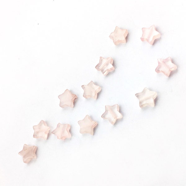 Rose Quartz Star Beads 6mm, Pink Rose Quartz Stars, Little Gemstone Star Beads, Center Drilled, Pink Stars, 12 Pieces