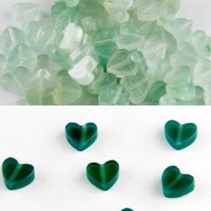Green Heart Beads in Green Onyx or Aventurine 6mm, Full Drilled, 8 Pieces