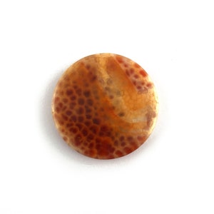 Snakeskin Carnelian Agate Large Round Bead, 35mm, 1 Piece, Snakeskin Agate Large Coin Bead, Large Snakeskin Carnelian Agate Pendant Bead