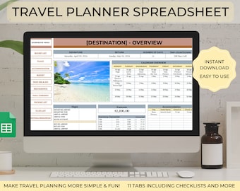 Google Sheets Reiseplaner | Bearbeitbarer Reiseplan, Budget (Digitaler Download)