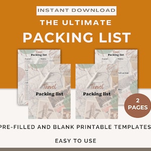 Travel Packing List, Travel Checklist Printable, Editable Travel List, Travel Essentials, Packing List for Women, Digital Travel Checklist