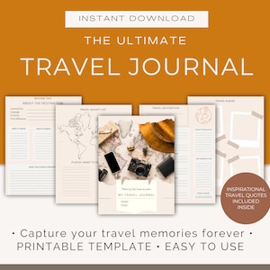 TRAVEL JOURNAL | Travel Journal printable | Best Travel Journal Template | Travel Diary | Digital Download - A5/Booklet size
