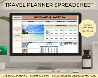 Travel Planner Spreadsheet, Vacation Itinerary & Budget (EXCEL)