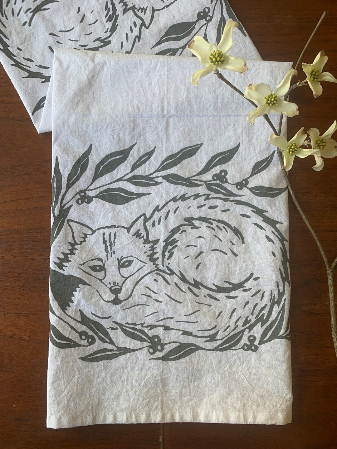 Fox Tea Towel Woodland Tea Towel Cottage Core Kitchen Decor - Etsy