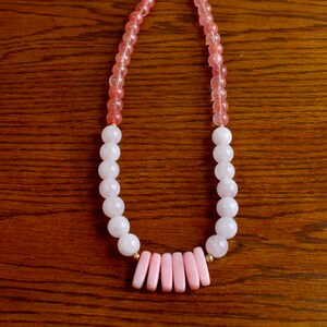 Pink beaded necklace, beaded necklace, pink necklace, rose quartz necklace, pink rhodonite necklace, rhodonite necklace, stone necklace