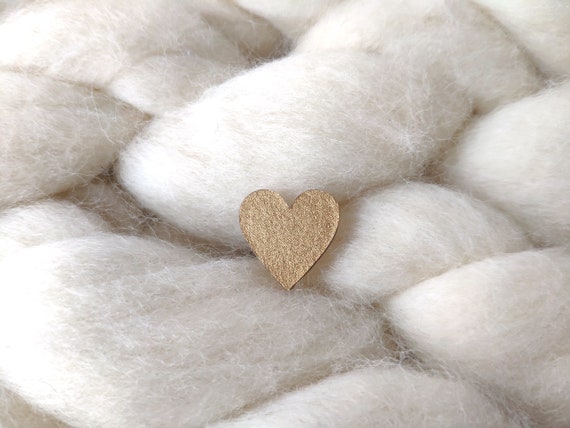 Laser cut heart shaped pin - Love brooch - Golden coppery origami paper