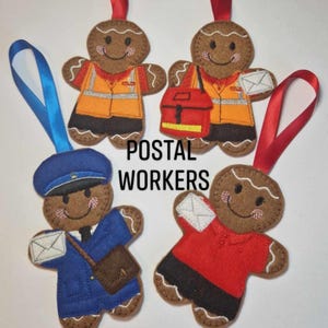 Postal Worker, Postman Gingerbread Man/Person Hanging Decoration, Fridge magnet, Keyring, Christmas, Gift, Novelty. CAN BE PERSONALISED