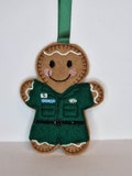 Paramedic Gingerbread Felt Hanging Decoration, Christmas tree decoration. Keyring, Fridge magnet, Keepsake. Can be PERSONALISED