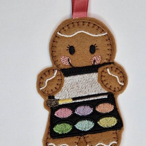 Make Up Gingerbread Felt Hanging Decoration, Fridge magnet, Keyring, Christmas tree decoration. Keepsake. CAN BE PERSONALISED