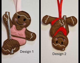 Pole Dancer Dancing, Gingerbread, Felt Hanging Decoration, Keyring, Keepsake, Christmas tree decoration. CAN BE PERSONALISED