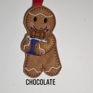 Felt Gingerbread Decoration, Chocolate Bar, Christmas Ornament, Keyring or Fridge Magnet