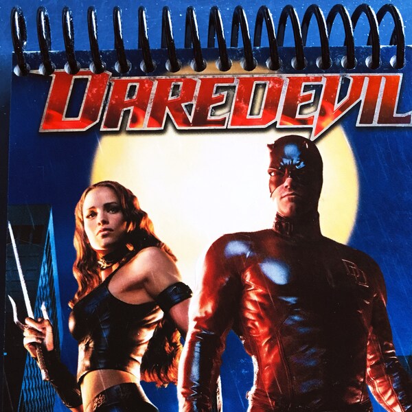 4X6 Sketchbook + bookmark | Made from Upcycled VHS Movie Box | 2003, Daredevil, Ben Affleck, Superhero | Notebook, Bullet Journal