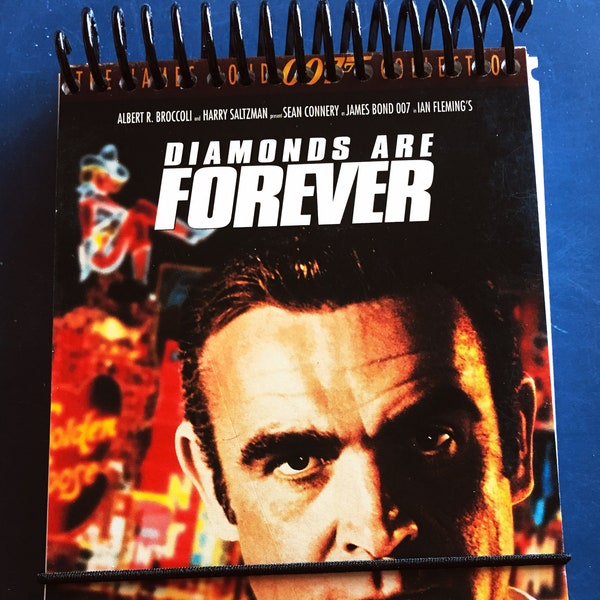 4X6 Sketchbook + bookmark | Made from Upcycled VHS Movie Box | 1971, Diamond's Are Forever, James Bond, Connery | Notebook, Bullet Journal
