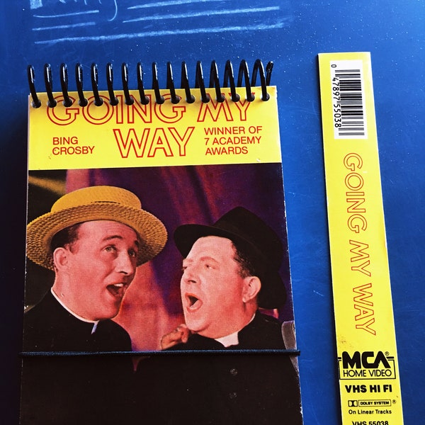 4X6 Sketchbook + bookmark | Made from Upcycled VHS Movie Box | 1944, Going My Way, Bing Crosby, Musical | Notebook, Bullet Journal
