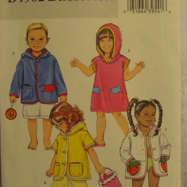 Butterick B4502 UNCUT Sewing Pattern / Children's Cover-Up / Sizes 2, 3, 4 & 5