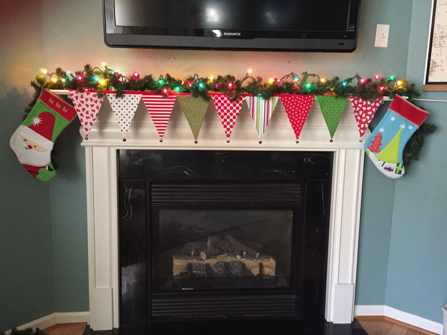 Holiday Christmas Mantel Scarf Decoration fireplace holiday Etsy