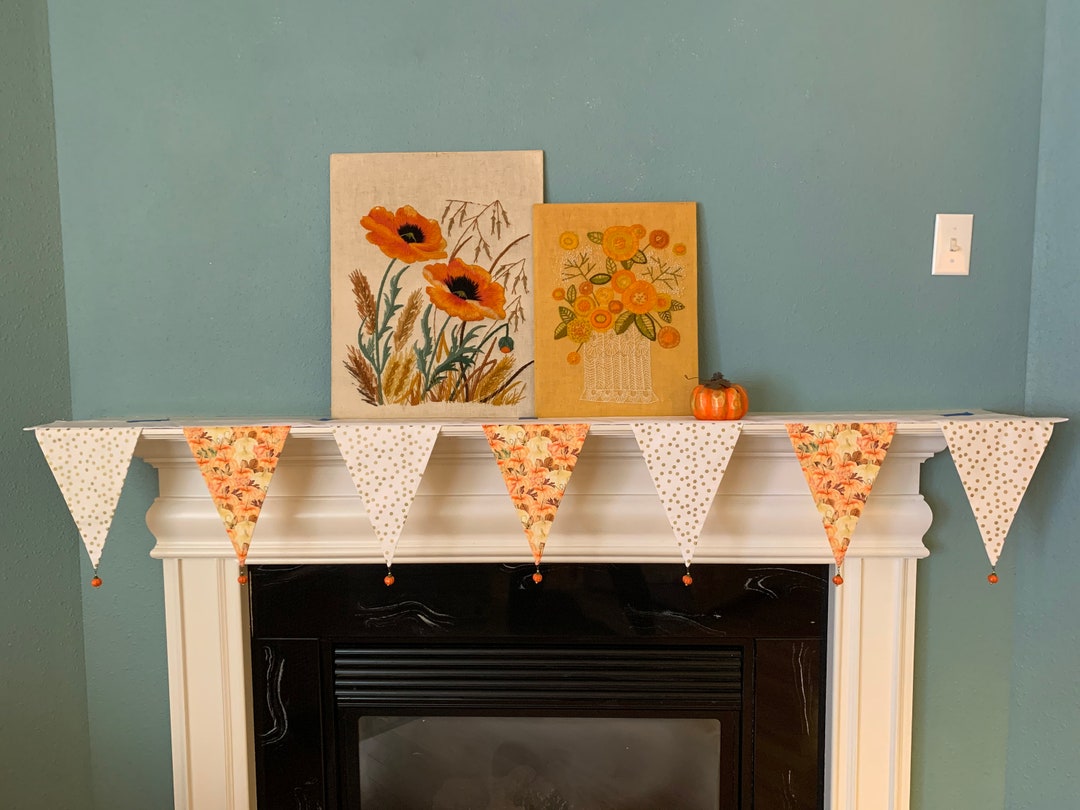 Gold Fall Mantel Scarf Fall Fireplace Decoration Gold Polka Etsy