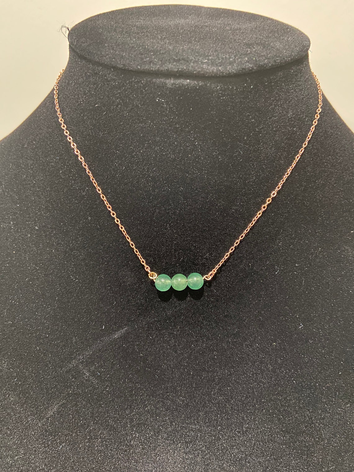 3-stone Choker Necklace Rose Gold/green - Etsy UK