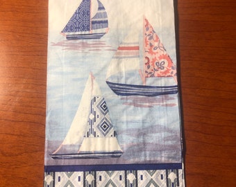 Navy blue and red sail boat Paper Napkin